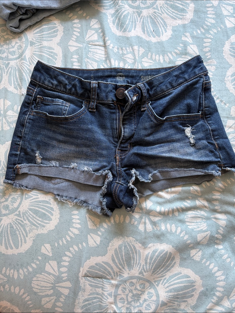 SO Dark Blue Distressed Denim Jean Shorts